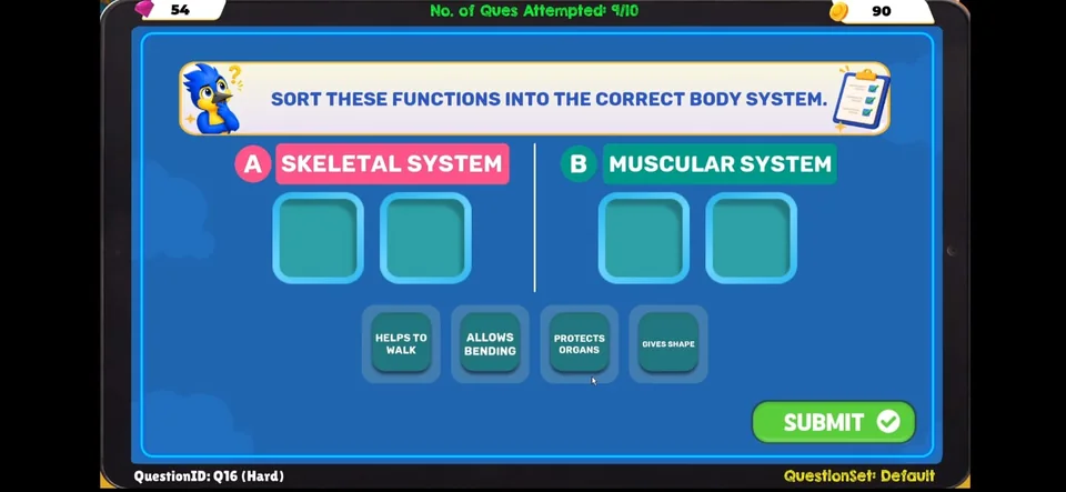 TurboKids interactive lesson where a child sorts answers