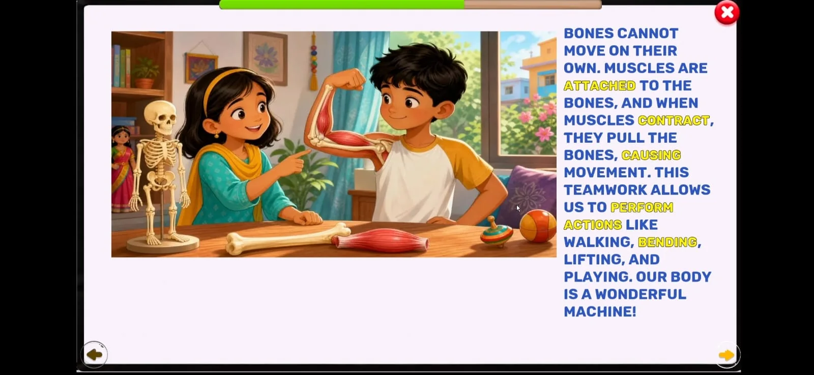 The real TurboKids lesson introducing bones and muscles
